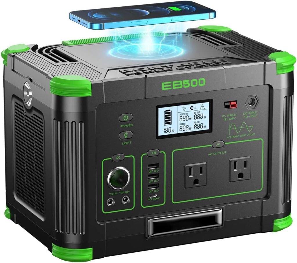 1000W Portable Power Station, 999Wh Solar Generator Backup Battery with Pure Sine Wave, Solar/AC/Car Chargable for Camping, RV, Home Emergency Outdoor Adventures