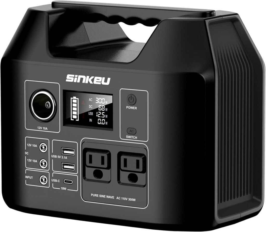 SinKeu Solar Generator with Panels Included - 300W Portable Power Station with 40W Solar Panel,256Wh (80000mAh) LiFePO4 Battery with USB DC AC Outlets for Home, Laptop, RV, Hurricane, Camping