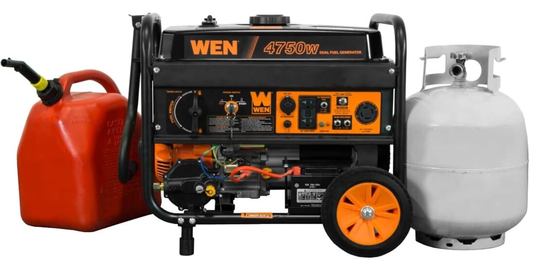 WEN 4,750-Watt 120V/240V Dual Fuel Portable Generator with Wheel Kit and Electric Start (DF475T)