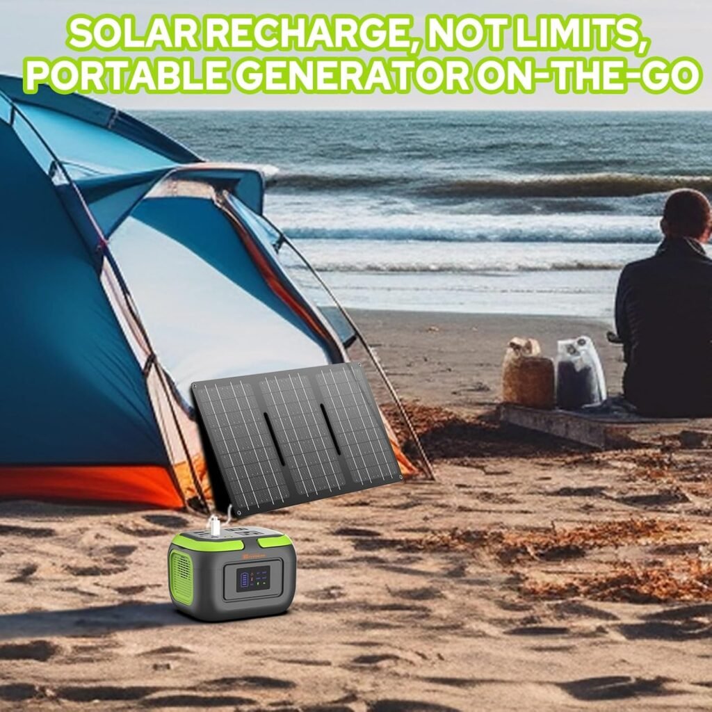 300W Solar Power Station Generator with Foldable 60W Solar Panel Charger, 110V Portable Solar Power Bank with AC Outlet for Camping Laptop Smart Devices RV Home VanLife Outdoor Power Outage 300W Solar Power Station Generator with Foldable 60W Solar Panel Charger, 110V Portable Solar Power Bank with AC Outlet for Camping Laptop Smart Devices RV Home VanLife Outdoor Power Outage