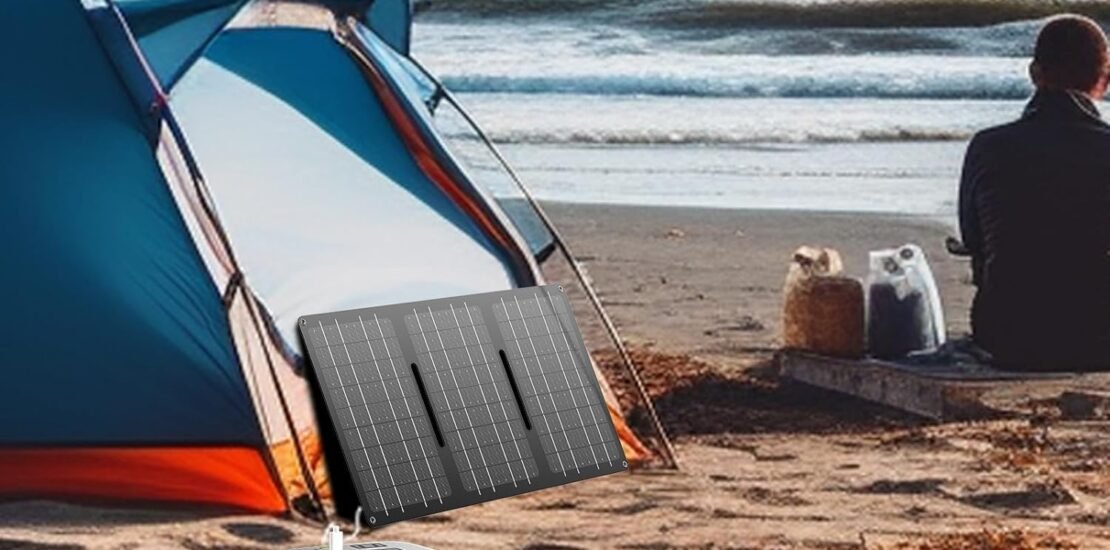 300W Solar Power Station Generator with Foldable 60W Solar Panel Charger, 110V Portable Solar Power Bank with AC Outlet for Camping Laptop Smart Devices RV Home VanLife Outdoor Power Outage