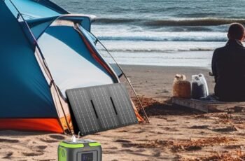 300W Solar Power Station Generator with Foldable 60W Solar Panel Charger, 110V Portable Solar Power Bank with AC Outlet for Camping Laptop Smart Devices RV Home VanLife Outdoor Power Outage