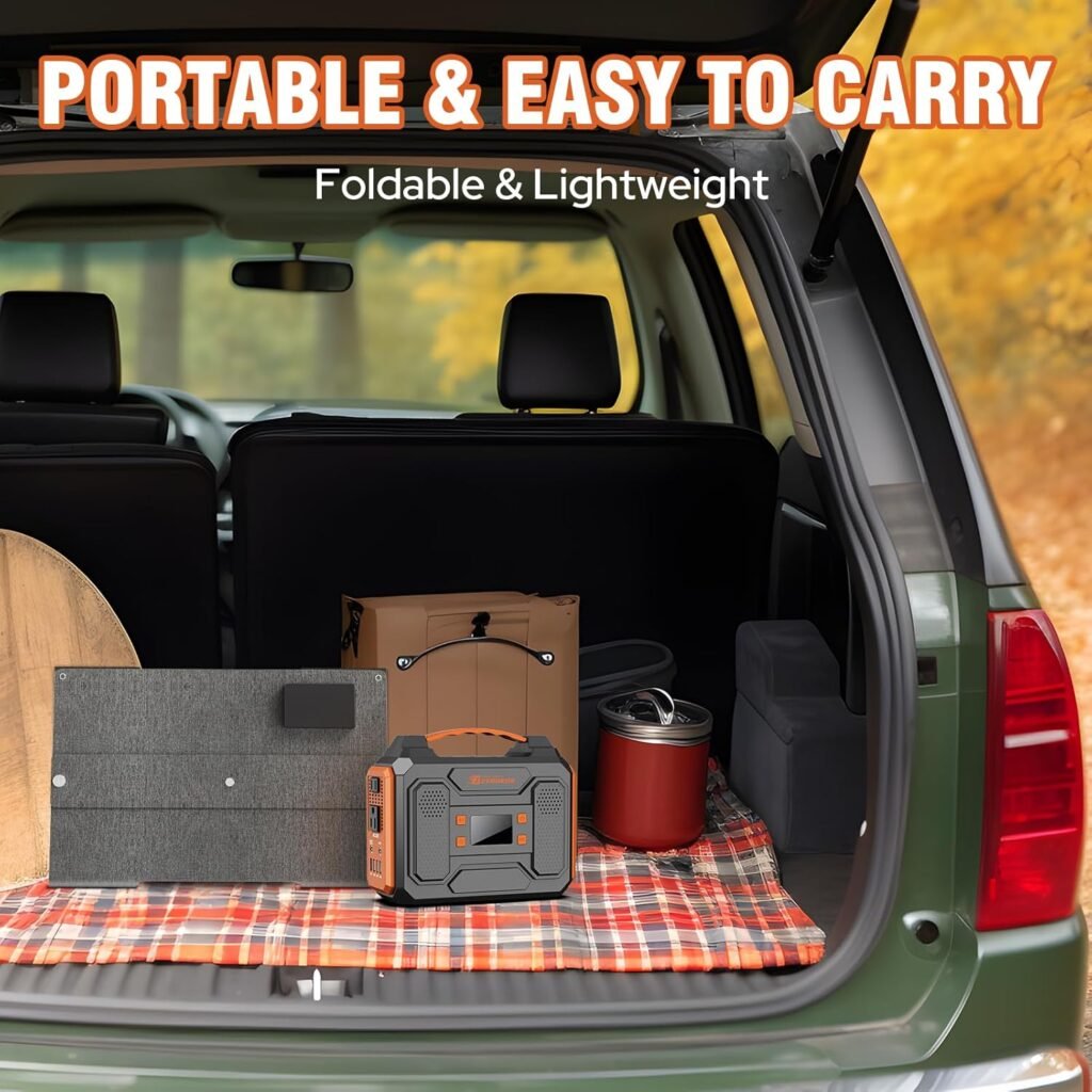 300W Solar Power Station Generator with Foldable 60W Solar Panel Charger, 110V Portable Solar Power Bank with AC Outlet for Camping Laptop Smart Devices RV Home VanLife Outdoor Power Outage 300W Solar Power Station Generator with Foldable 60W Solar Panel Charger, 110V Portable Solar Power Bank with AC Outlet for Camping Laptop Smart Devices RV Home VanLife Outdoor Power Outage