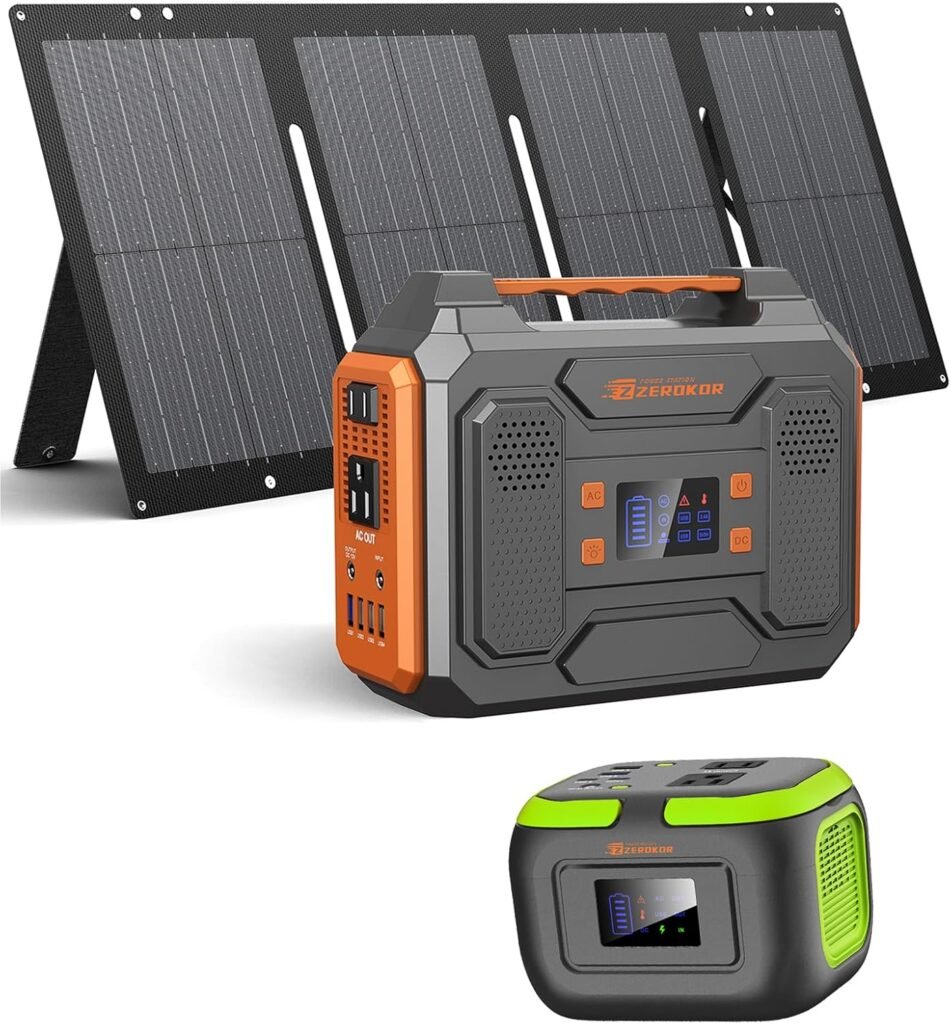 300W Solar Power Station Generator with Foldable 60W Solar Panel Charger, 110V Portable Solar Power Bank with AC Outlet for Camping Laptop Smart Devices RV Home VanLife Outdoor Power Outage 300W Solar Power Station Generator with Foldable 60W Solar Panel Charger, 110V Portable Solar Power Bank with AC Outlet for Camping Laptop Smart Devices RV Home VanLife Outdoor Power Outage