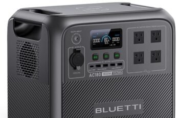 BLUETTI AC180 Portable Power Station, 1152Wh Solar Generator w/ 4 1800W (2700W Peak) AC Outlets, 0-80% in 45 Min, LiFePO4 Battery Backup for Camping (Acid to DC7909 Cable Included)