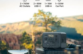 BLUETTI Solar Generator AC50B with 60W Solar Panel Included, 448Wh Portable Power Station w/ 2 700W (1050W Surge) AC Outlets, LiFePO4 Battery Backup for Outdoor Camping, Trip, Power Outage
