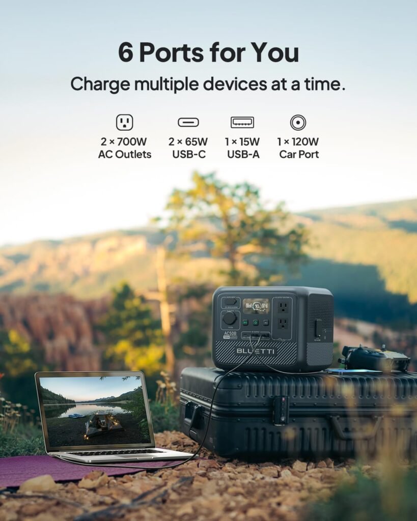 BLUETTI Solar Generator AC50B with 60W Solar Panel Included, 448Wh Portable Power Station w/ 700W (1050W Surge) AC Outlets, LiFePO4 Battery Backup for Outdoor Camping, Trip, Power Outage BLUETTI Solar Generator AC50B with 60W Solar Panel Included, 448Wh Portable Power Station w/ 700W (1050W Surge) AC Outlets, LiFePO4 Battery Backup for Outdoor Camping, Trip, Power Outage