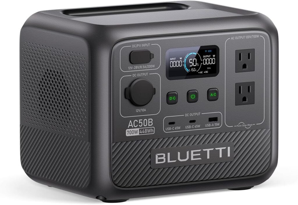 BLUETTI Solar Generator AC50B with 60W Solar Panel Included, 448Wh Portable Power Station w/ 700W (1050W Surge) AC Outlets, LiFePO4 Battery Backup for Outdoor Camping, Trip, Power Outage BLUETTI Solar Generator AC50B with 60W Solar Panel Included, 448Wh Portable Power Station w/ 700W (1050W Surge) AC Outlets, LiFePO4 Battery Backup for Outdoor Camping, Trip, Power Outage