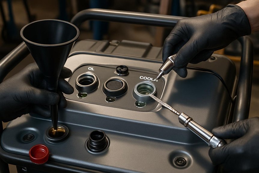check oil coolant fuel levels