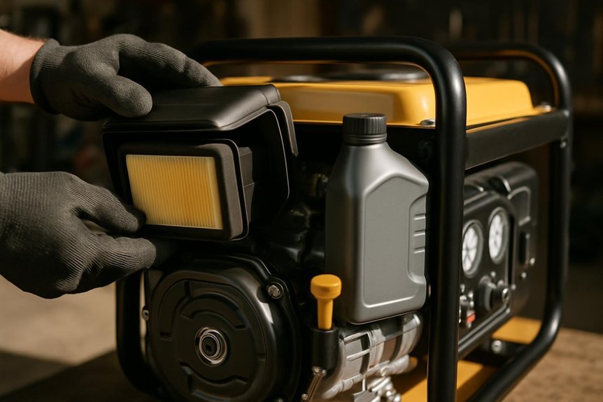 inspect air filter and oil level
