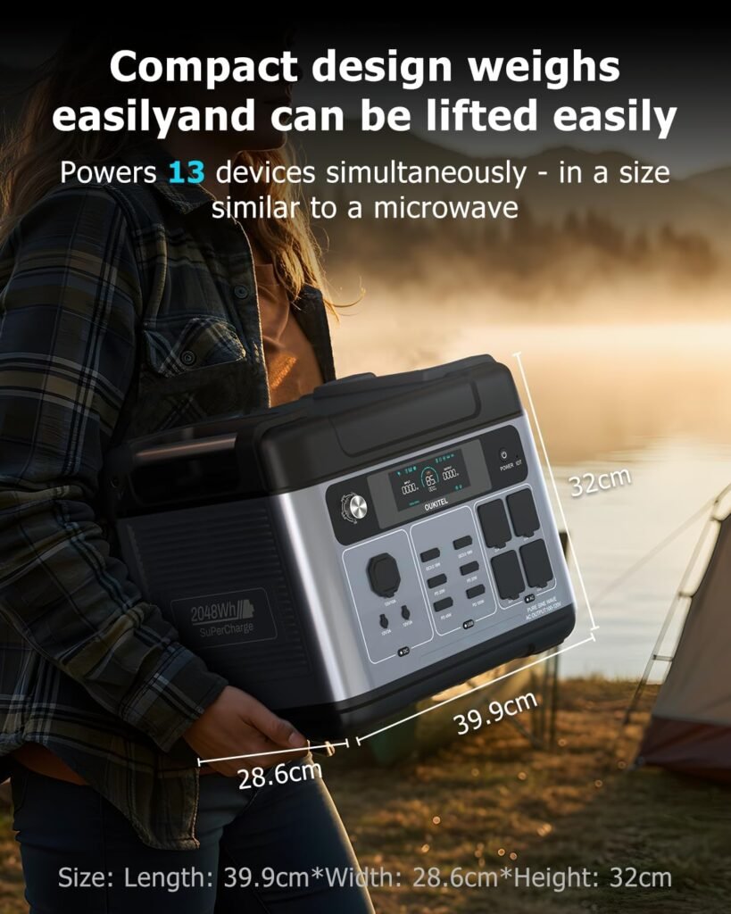 OUKITEL P2001 Plus 2400W Solar Generator(2025 NEW), 2048Wh Solar power station with AC Outlets (5000W Peak), 1.5H Full Charging, APP Control Battery Backup for Home, Camping RVs OUKITEL P2001 Plus 2400W Solar Generator(2025 NEW), 2048Wh Solar power station with AC Outlets (5000W Peak), 1.5H Full Charging, APP Control Battery Backup for Home, Camping RVs