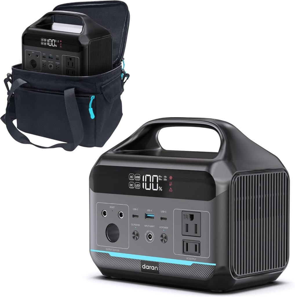 Portable Power Station 288Wh LiFePO4 Battery, 600W Power Bank with AC Outlet Fast Charging 8.4LB Lightweight Solar Generator with Multi-Port Output for Outdoor Camping, Travel, and Emergency Backup