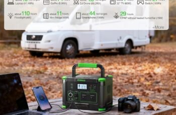 Portable Power Station 500W (Peak 1000W), 519Wh Solar Generator with 2x AC Outlets, 60W USB-C PD Fast Charging, 10-Port with Wireless Charger, Pure Sine Wave, Camping RV Travel Emergency Home Backup