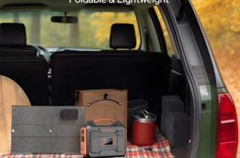 Portable Power Station with solar panel 60W,300W Solar Generator with Panels,100W Portable Power Bank 110v AC Outlet Fast Charging External Laptop Battery Pack for Camping Smart Device RV Van Outdoor