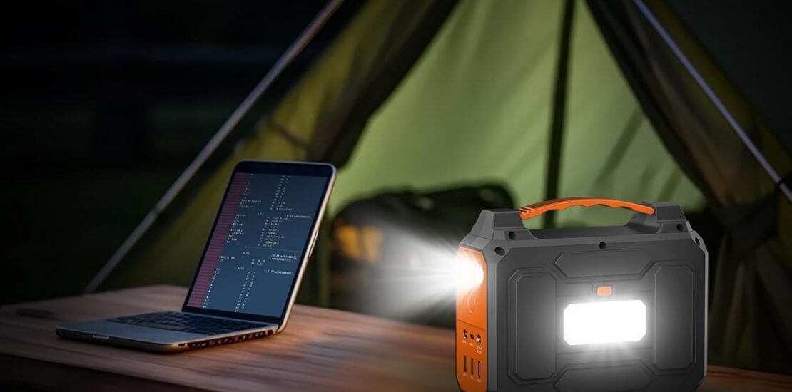 Portable Solar Power Generator with Panel, 300W Power Station with Portable Solar Panel 40W, 110V AC Outlet Camping 100W Solar Power Bank Battery Pack for Laptop Smart Device RV Outdoor Power Outage