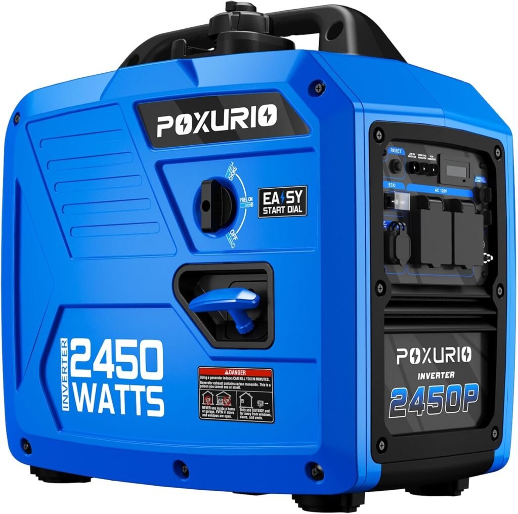 2450-Watt Portable Inverter Generator for Home Use, Super Quiet Small 120V Gas Generator for Camping, 1.6 Gallon Gas Tank for 8.3 Hours Use, EPA Compliant 2450-Watt Portable Inverter Generator for Home Use, Super Quiet Small 120V Gas Generator for Camping, 1.6 Gallon Gas Tank for 8.3 Hours Use, EPA Compliant