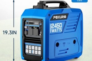 2450-Watt Portable Inverter Generator for Home Use, Super Quiet Small 120V Gas Generator for Camping, 1.6 Gallon Gas Tank for 8.3 Hours Use, EPA Compliant