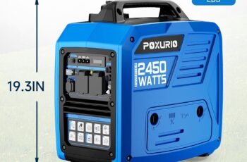 2450-Watt Portable Inverter Generator for Home Use, Super Quiet Small 120V Gas Generator for Camping, 1.6 Gallon Gas Tank for 8.3 Hours Use, EPA Compliant