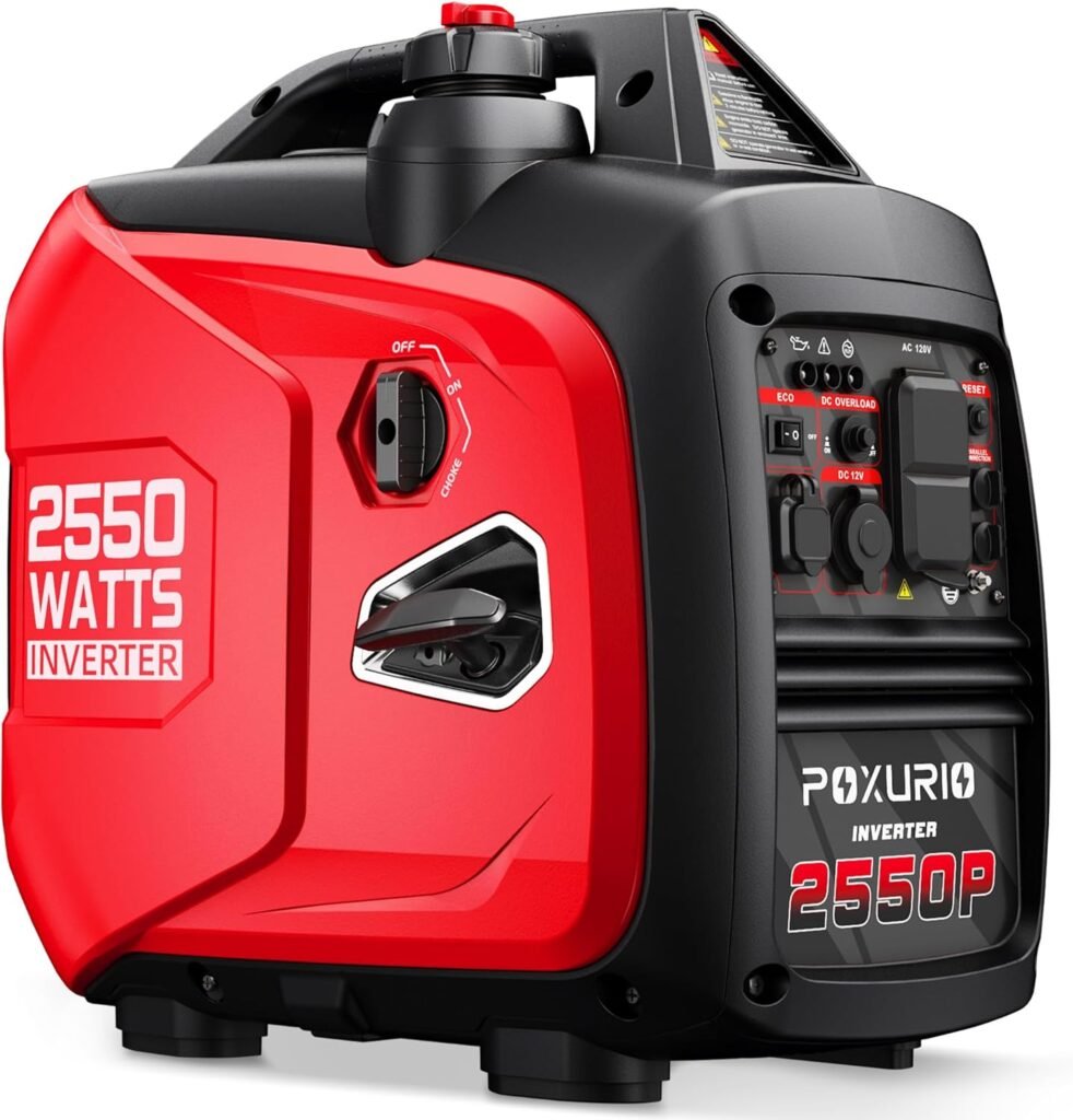 2550-Watt Portable Inverter Generator for Home Use, 1.06Gallon Large Fuel Tank Up to Hours Use, 120V Gas Powered Generator Super Quiet - EPA Compliant-Red 2550-Watt Portable Inverter Generator for Home Use, 1.06Gallon Large Fuel Tank Up to Hours Use, 120V Gas Powered Generator Super Quiet - EPA Compliant-Red