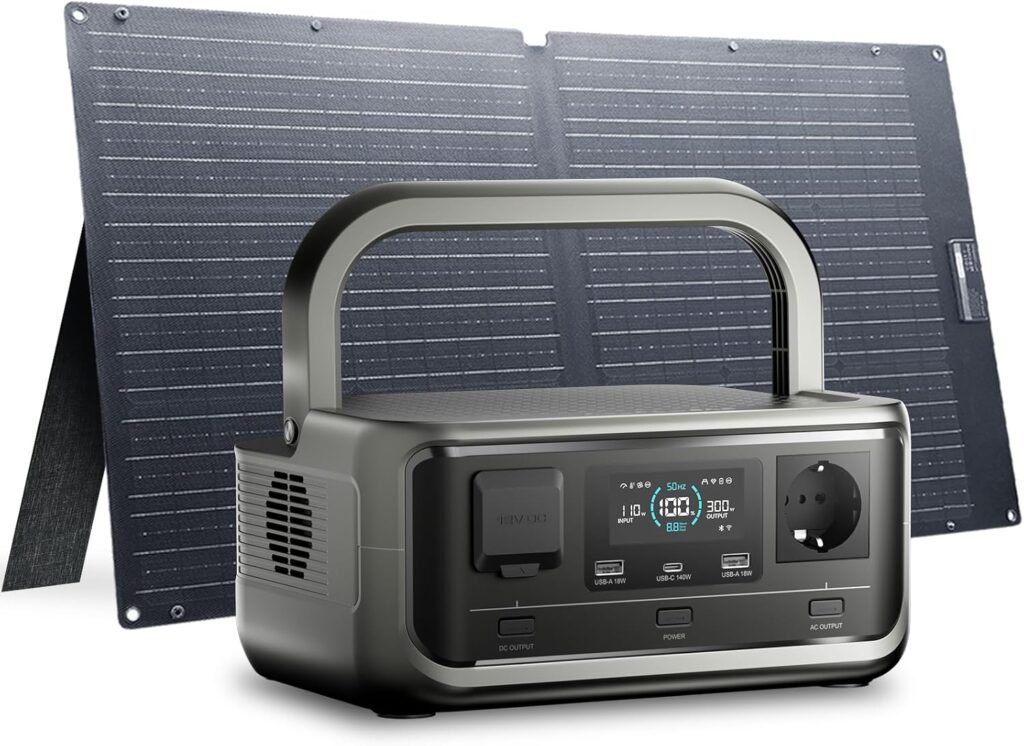 ALLPOWERS VOLIX P300 Portable Solar Generator with Solar Panel SE100, 256Wh LiFePO4 Battery, 300W Output Portable Power Station with 100W Solar Panel, Potable Power for Home Use, Emergencies  Camping
