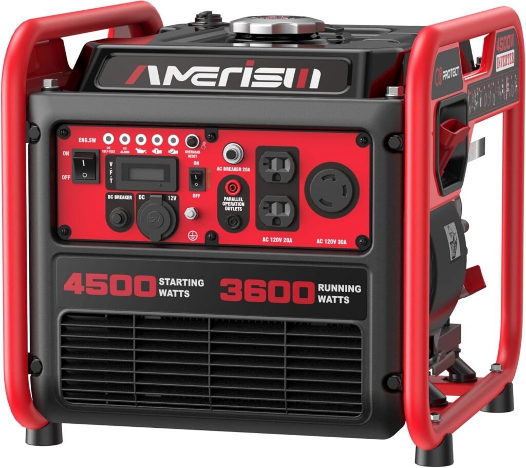 AMERISUN 2500-Watt Gas Powered Portable Inverter Generator, CO Sensor, Super Quiet for Home Backup, Emergency, Camping, EPA Compliant AMERISUN 2500-Watt Gas Powered Portable Inverter Generator, CO Sensor, Super Quiet for Home Backup, Emergency, Camping, EPA Compliant