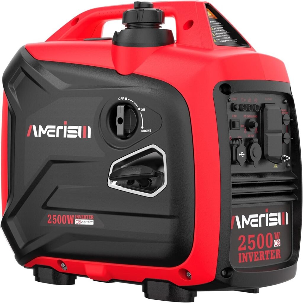 AMERISUN 2500-Watt Gas Powered Portable Inverter Generator, CO Sensor, Super Quiet for Home Backup, Emergency, Camping, EPA Compliant AMERISUN 2500-Watt Gas Powered Portable Inverter Generator, CO Sensor, Super Quiet for Home Backup, Emergency, Camping, EPA Compliant