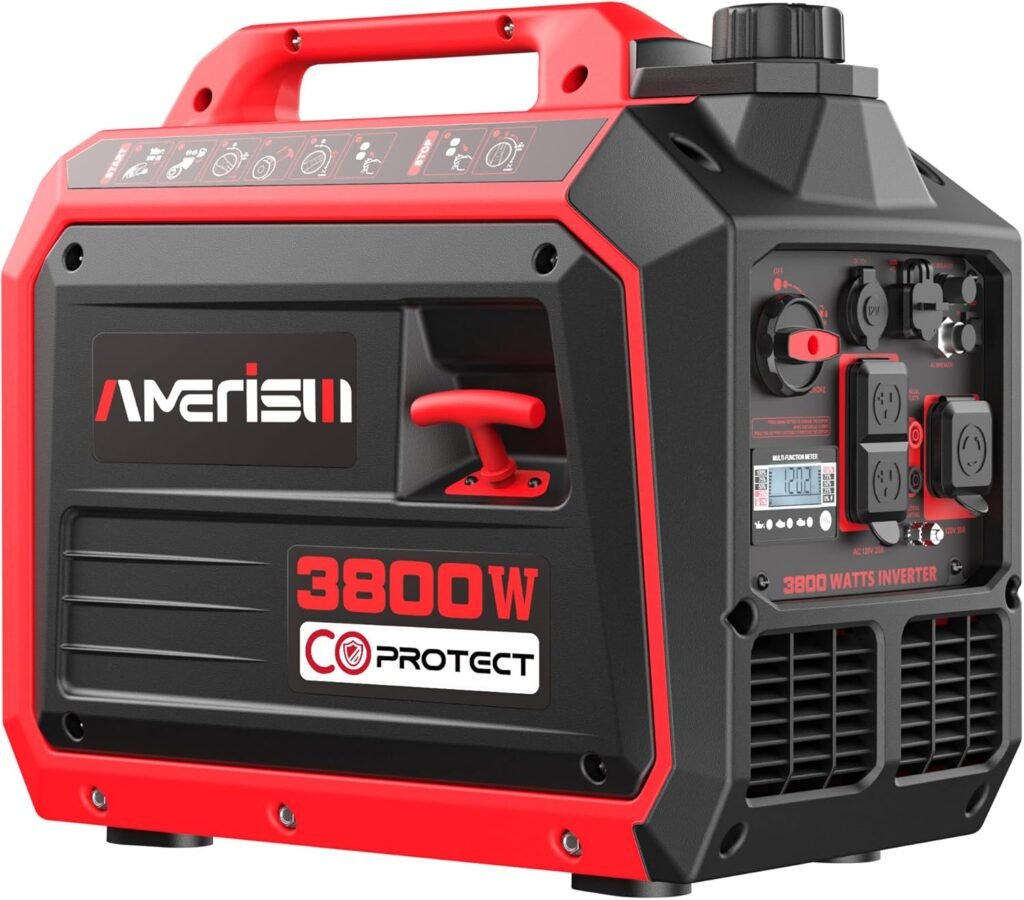 AMERISUN 2500-Watt Gas Powered Portable Inverter Generator, CO Sensor, Super Quiet for Home Backup, Emergency, Camping, EPA Compliant AMERISUN 2500-Watt Gas Powered Portable Inverter Generator, CO Sensor, Super Quiet for Home Backup, Emergency, Camping, EPA Compliant
