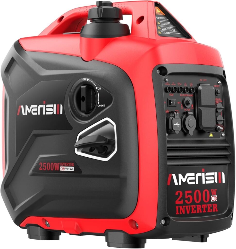 AMERISUN 2500-Watt Gas Powered Portable Inverter Generator, CO Sensor, Super Quiet for Home Backup, Emergency, Camping, EPA Compliant AMERISUN 2500-Watt Gas Powered Portable Inverter Generator, CO Sensor, Super Quiet for Home Backup, Emergency, Camping, EPA Compliant