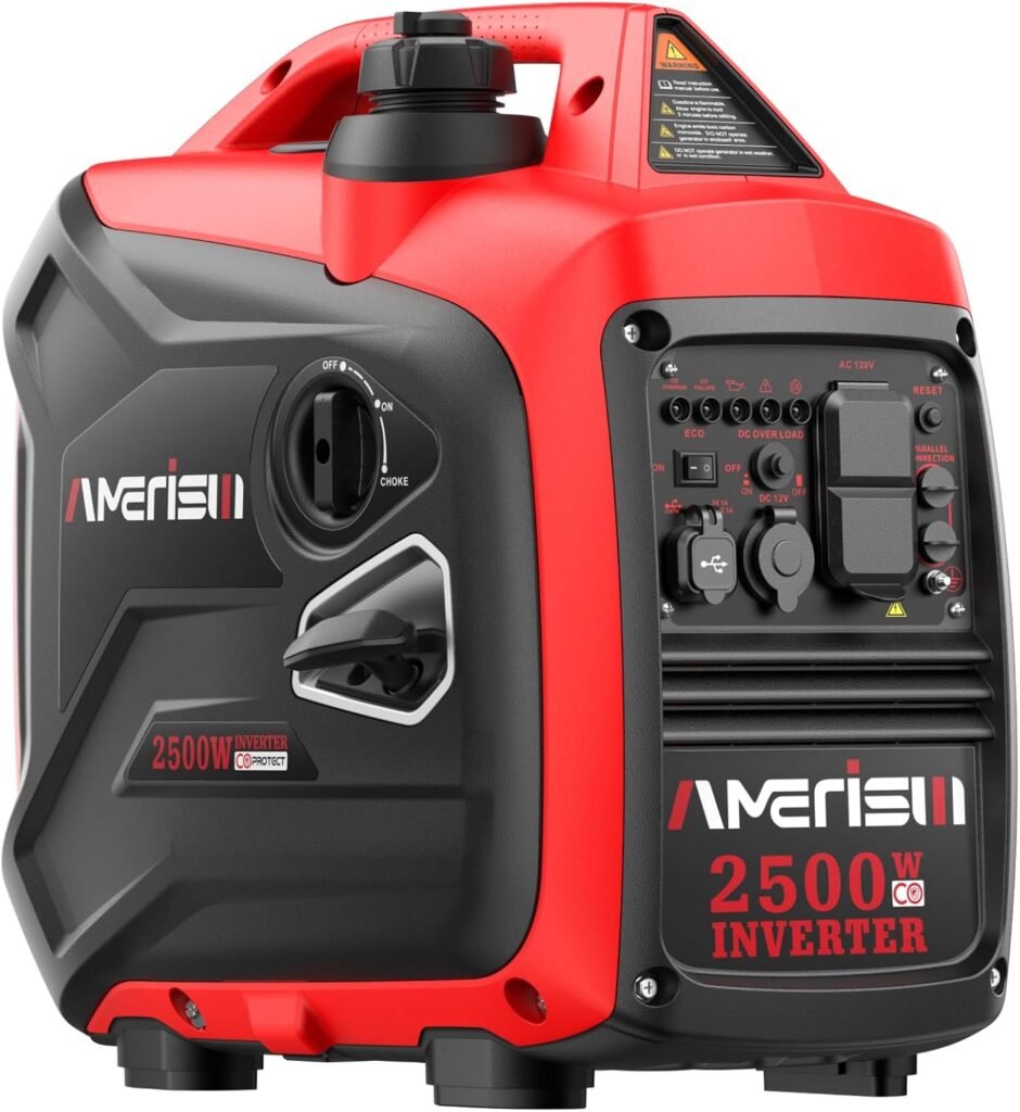 AMERISUN 2500W Gas Powered Portable Inverter Generator, Quiet Generator with CO Sensor, EPA Compliant for Camping, Home Backup, Emergency, Tailgating AMERISUN 2500W Gas Powered Portable Inverter Generator, Quiet Generator with CO Sensor, EPA Compliant for Camping, Home Backup, Emergency, Tailgating