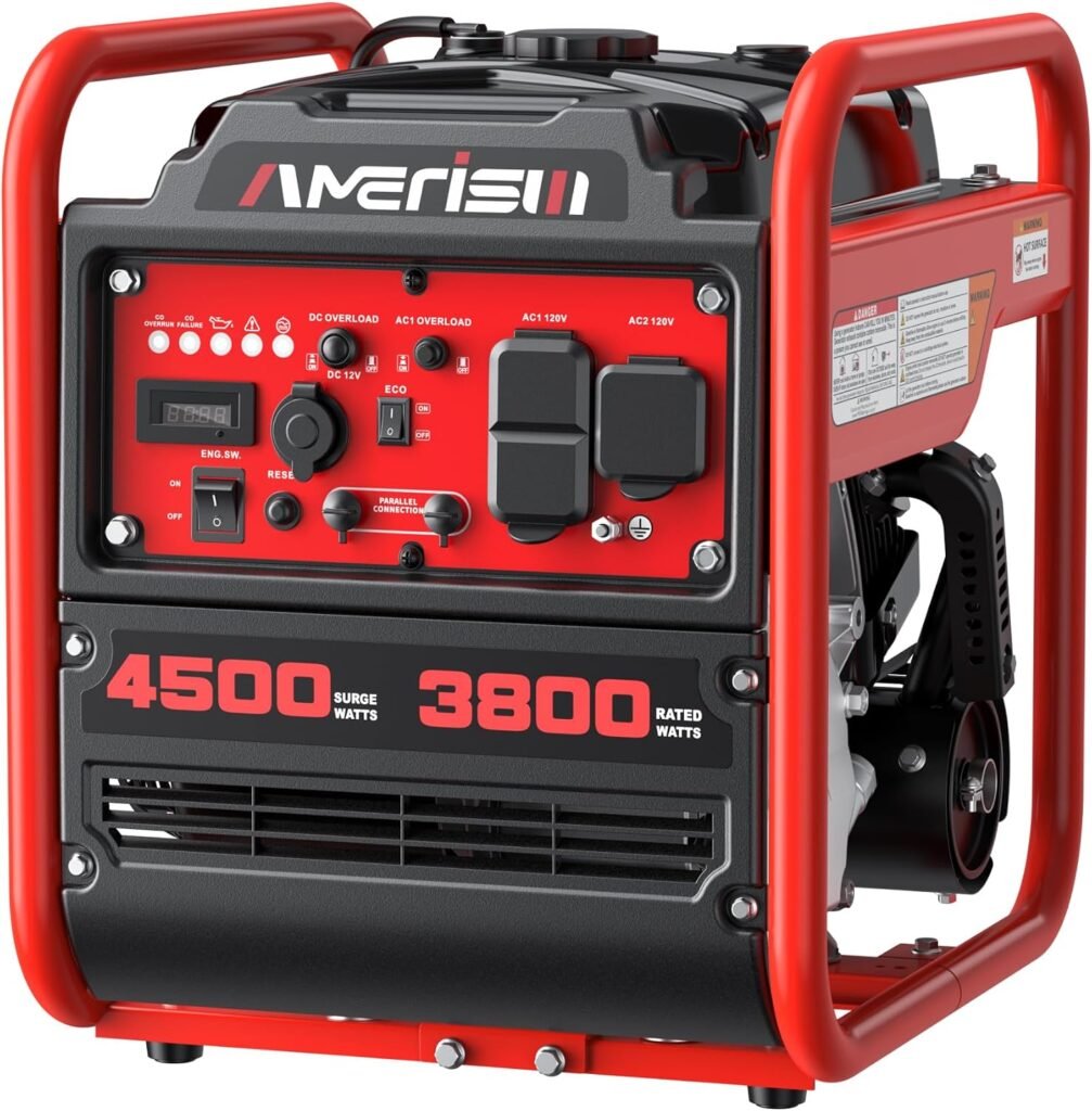 AMERISUN 4500W Inverter Generator, Gas Powered 223cc 4-Stroke Engine,CO Sensor Parallel Ready, Quiet RV Generator with Eco Mode, 120V 30A RV Outlet for Home Backup, Camping Outdoor Power AMERISUN 4500W Inverter Generator, Gas Powered 223cc 4-Stroke Engine,CO Sensor Parallel Ready, Quiet RV Generator with Eco Mode, 120V 30A RV Outlet for Home Backup, Camping Outdoor Power