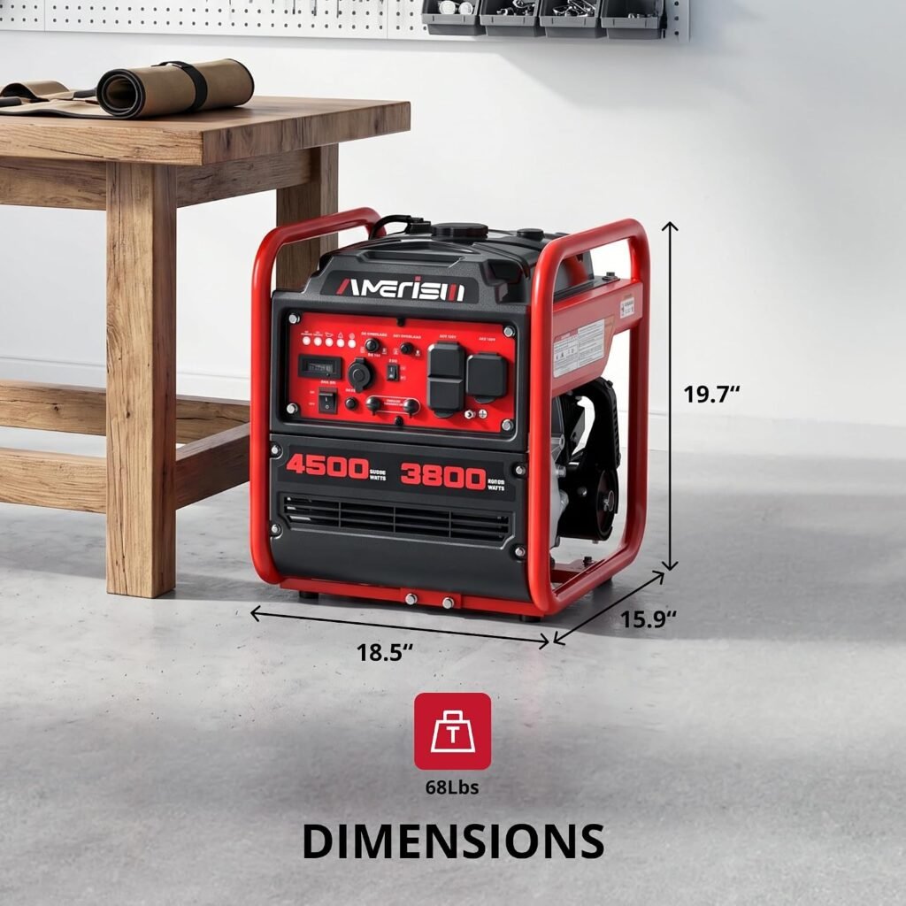 AMERISUN 4500W Inverter Generator, Gas Powered 223cc 4-Stroke Engine,CO Sensor Parallel Ready, Quiet RV Generator with Eco Mode, 120V 30A RV Outlet for Home Backup, Camping Outdoor Power AMERISUN 4500W Inverter Generator, Gas Powered 223cc 4-Stroke Engine,CO Sensor Parallel Ready, Quiet RV Generator with Eco Mode, 120V 30A RV Outlet for Home Backup, Camping Outdoor Power