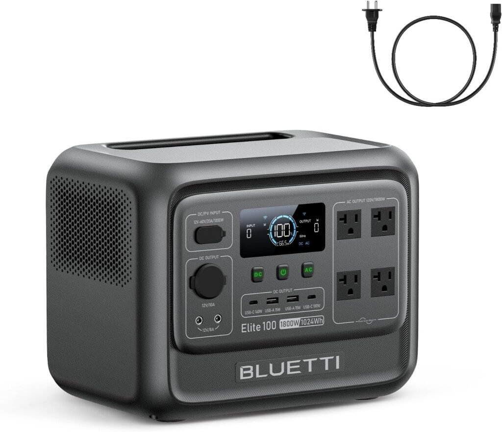 BLUETTI Elite V2 Portable Power Station with AC Cable, 1024Wh LFP Battery Solar Generator w/ 1800W AC Outlets (3600W Surge) Backup, 35% Smaller for Camping, RV, Outages (Solar Panel Optional) BLUETTI Elite V2 Portable Power Station with AC Cable, 1024Wh LFP Battery Solar Generator w/ 1800W AC Outlets (3600W Surge) Backup, 35% Smaller for Camping, RV, Outages (Solar Panel Optional)