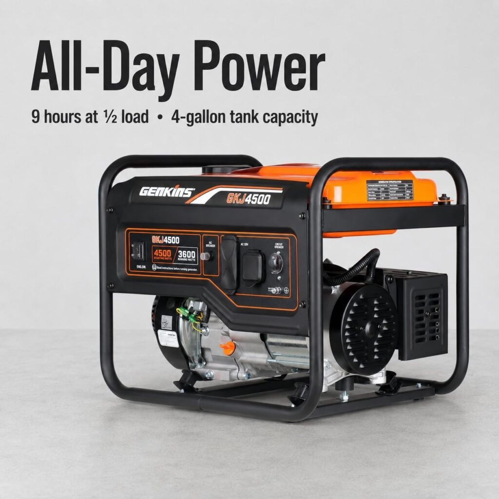 Genkins Watt Portable Generator Stroke cc Engine Gas Powered Open Frame