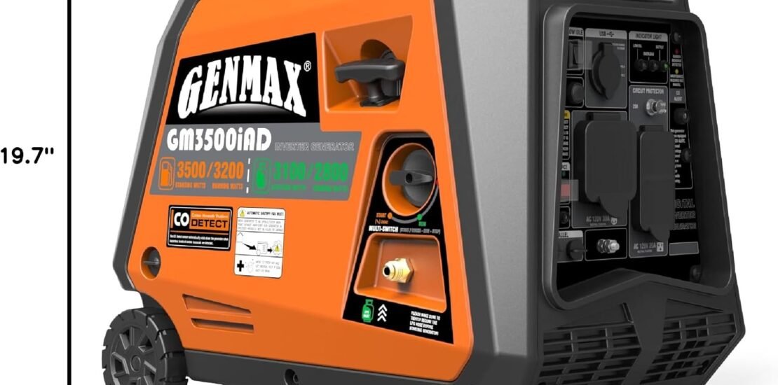 GENMAX Portable Generator, 3500W Super Quiet Gas or Propane Powered Engine with Parallel Capability, Manual start，Ideal for Camping Travel Outdoor.EPA Compliant