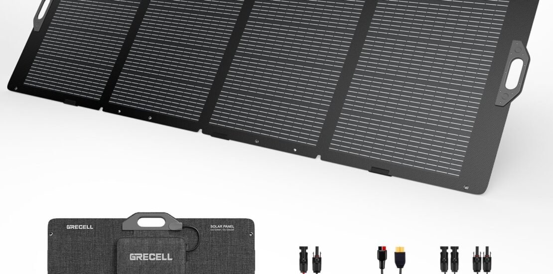 GRECELL 350W Portable Solar Panel for Power Station Generator, Foldable Solar Panel, 37.4V High-Efficiency Solar Charger 350W Power Backup with XT60/Anderson Output for Outdoor Van Camper Off-Grid