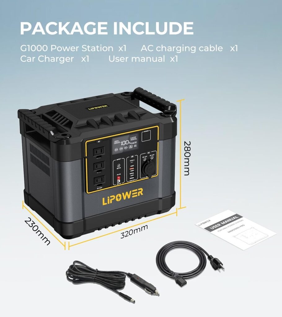 Lipower 1200W Portable Power Station, 1075Wh Solar Powered Generator AC Outlets(2000W Peak) with PD USB Ports, Electric Generator for Camping, Power Supply, Home Use, Emergency, Road Trip Lipower 1200W Portable Power Station, 1075Wh Solar Powered Generator AC Outlets(2000W Peak) with PD USB Ports, Electric Generator for Camping, Power Supply, Home Use, Emergency, Road Trip