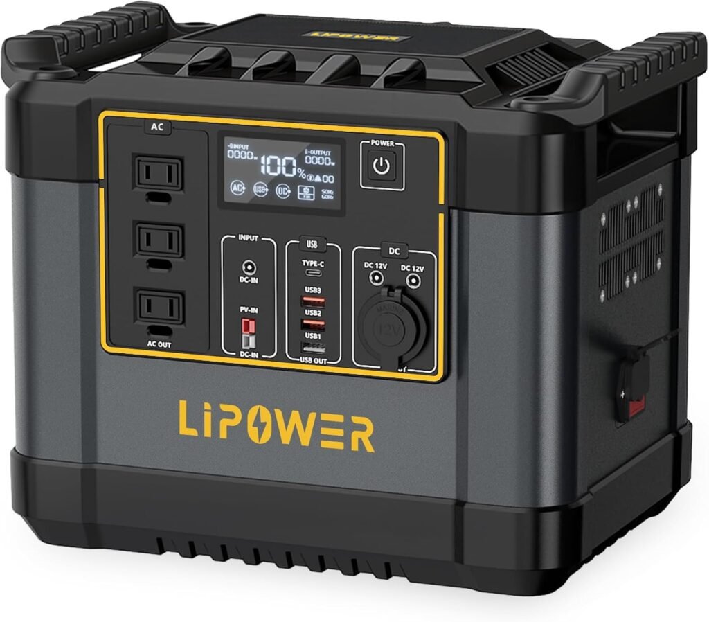 Lipower 1200W Portable Power Station, 1075Wh Solar Powered Generator AC Outlets(2000W Peak) with PD USB Ports, Electric Generator for Camping, Power Supply, Home Use, Emergency, Road Trip Lipower 1200W Portable Power Station, 1075Wh Solar Powered Generator AC Outlets(2000W Peak) with PD USB Ports, Electric Generator for Camping, Power Supply, Home Use, Emergency, Road Trip