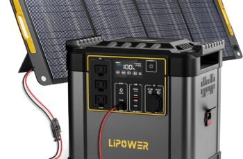 Lipower 1200W Portable Power Station, 1075Wh Solar Powered Generator AC Outlets(2000W Peak) with PD USB Ports, Electric Generator for Camping, Power Supply, Home Use, Emergency, Road Trip