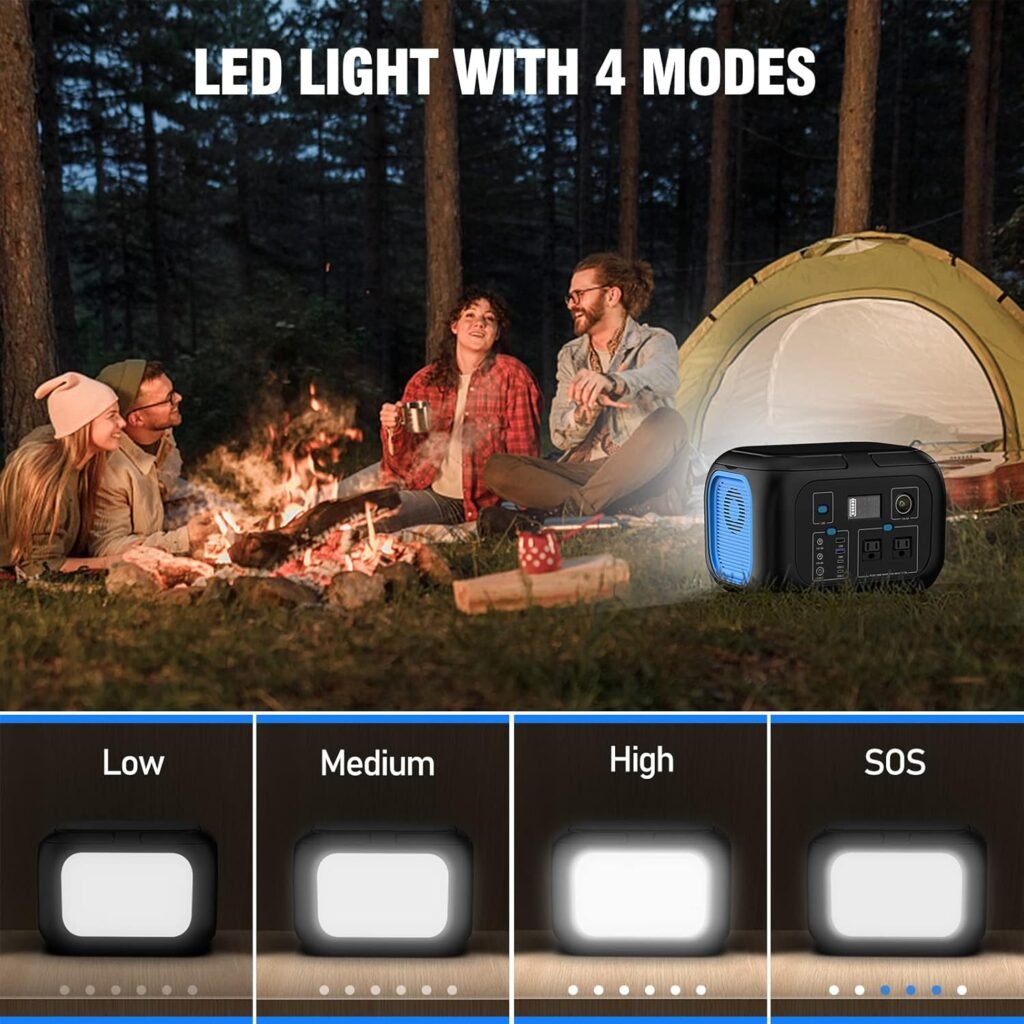 Portable Power Station 600W Power Bank 296Wh Solar Generator Lithium Battery Portable Generator Fast Charging with LED Light Battery Pack Outputs Power Supply for Home Camping Emergency Backup