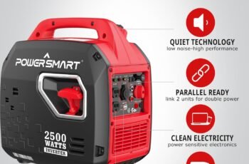 PowerSmart 2500-Watt Portable Inverter Generator with Super Quiet for Camping