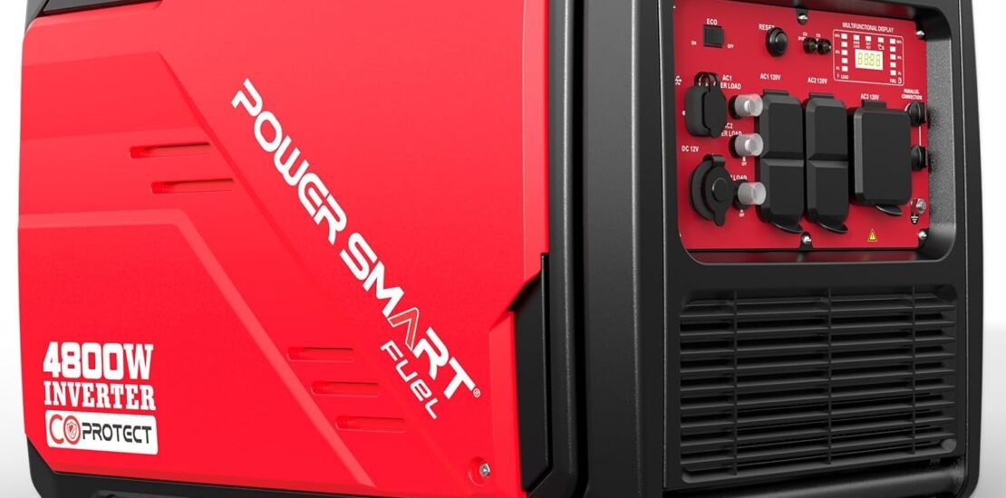 PowerSmart 4800-Watt Portable Inverter Generator with Wheels Handle Kit, CO Protect, Quiet, Camping, RV-Ready, Home use