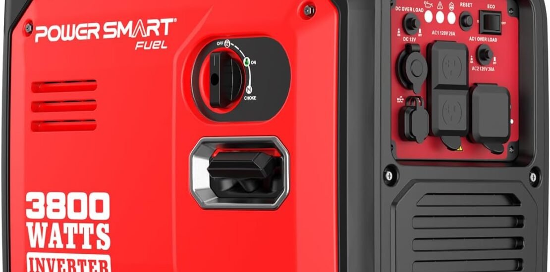 PowerSmart 4800W Portable Inverter Generator, Gas Powered Quiet Inverter Generator with CO Alarm & RV Ready 30A Outlet, 223cc Engine Eco-Mode Generator for Home Backup, Camping and Tailgating