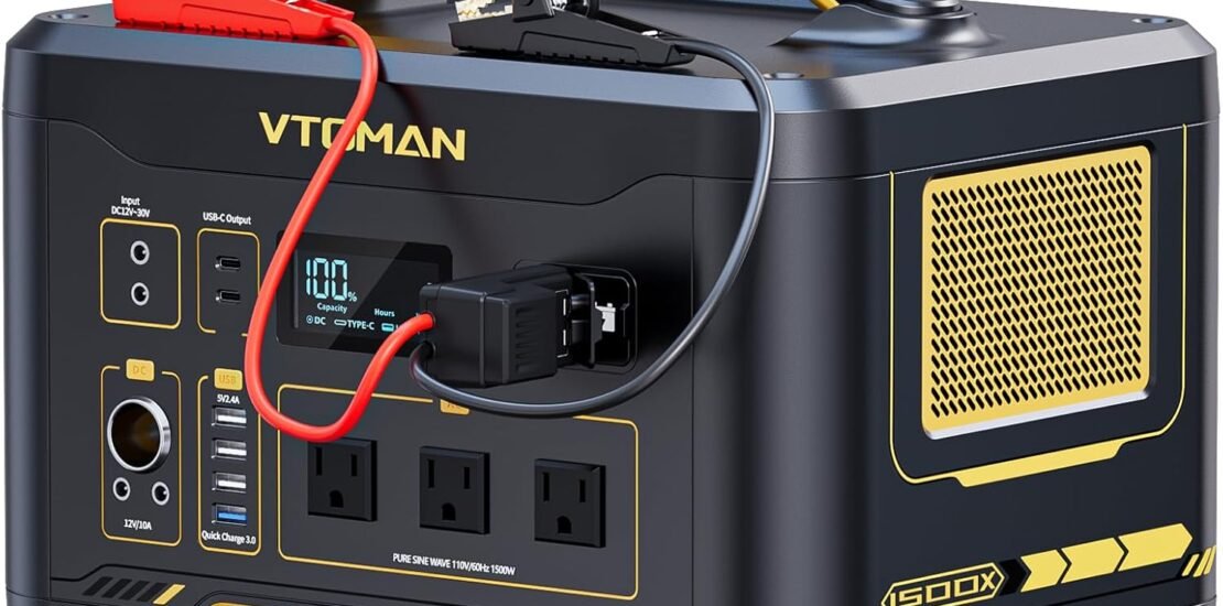 VTOMAN Jump1500X Portable Power Station, 828Wh LiFePO4 Battery Solar Generator with Jump Start, 1500W AC Outlet, 100W PD Type-C, Large Capacity Expandable to 2376Wh for Camping, RV Travel, Home Backup VTOMAN Jump1500X Portable Power Station, 828Wh LiFePO4 Battery Solar Generator with Jump Start, 1500W AC Outlet, 100W PD Type-C, Large Capacity Expandable to 2376Wh for Camping, RV Travel, Home Backup