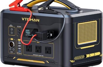 VTOMAN Jump1500X Portable Power Station, 828Wh LiFePO4 Battery Solar Generator with Jump Start, 1500W AC Outlet, 100W PD Type-C, Large Capacity Expandable to 2376Wh for Camping, RV Travel, Home Backup