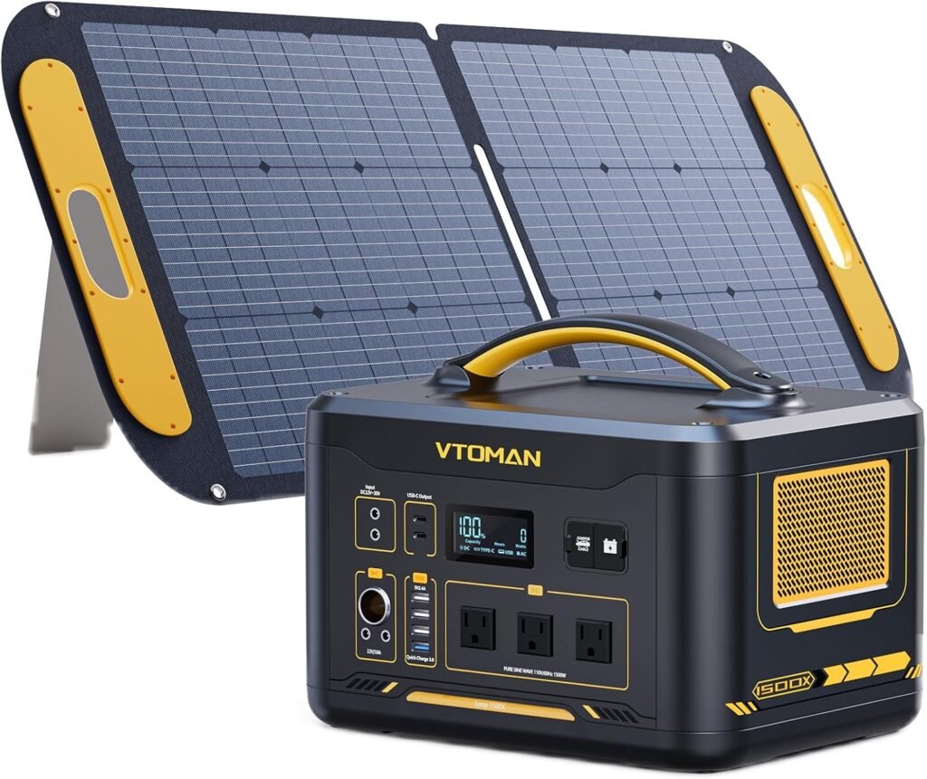 VTOMAN Jump1500X Portable Power Station, 828Wh LiFePO4 Battery Solar Generator with Jump Start, 1500W AC Outlet, 100W PD Type-C, Large Capacity Expandable to 2376Wh for Camping, RV Travel, Home Backup VTOMAN Jump1500X Portable Power Station, 828Wh LiFePO4 Battery Solar Generator with Jump Start, 1500W AC Outlet, 100W PD Type-C, Large Capacity Expandable to 2376Wh for Camping, RV Travel, Home Backup