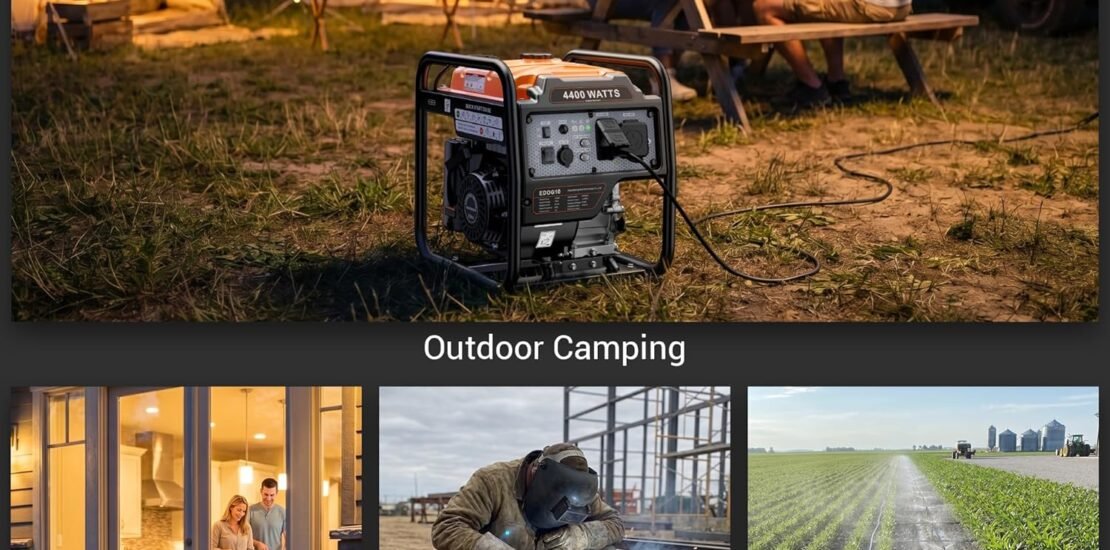 4400 Watts Open Frame Inverter Generator, Gas Powered Portable Generator for Home Backup, RV Ready 30A Outlet, ECO Mode, Quiet Operation, Low Oil Shutoff, Emergency Power, EPA Compliant