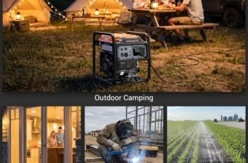 4400 Watts Open Frame Inverter Generator, Gas Powered Portable Generator for Home Backup, RV Ready 30A Outlet, ECO Mode, Quiet Operation, Low Oil Shutoff, Emergency Power, EPA Compliant