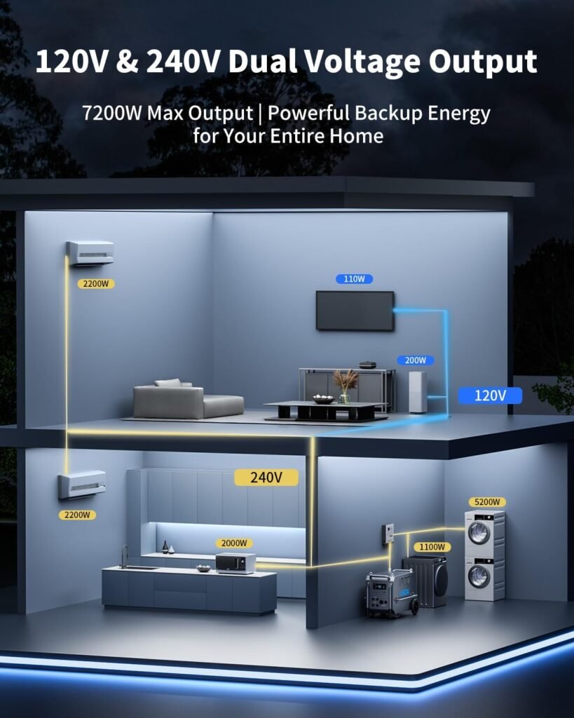 ABOK Ark7200 Portable Power Station,/240V 7200W AC Output, 9792Wh LiFePO4 Home Battery, Solar Generator for Forestry Operation, Construction Site, Emergency, Power Outages (Ark7200)
