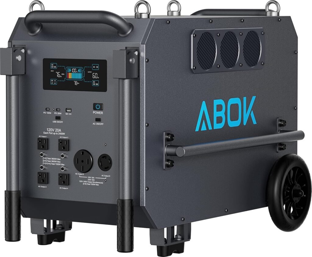 ABOK Ark7200 Portable Power Station,/240V 7200W AC Output, 9792Wh LiFePO4 Home Battery, Solar Generator for Forestry Operation, Construction Site, Emergency, Power Outages (Ark7200)