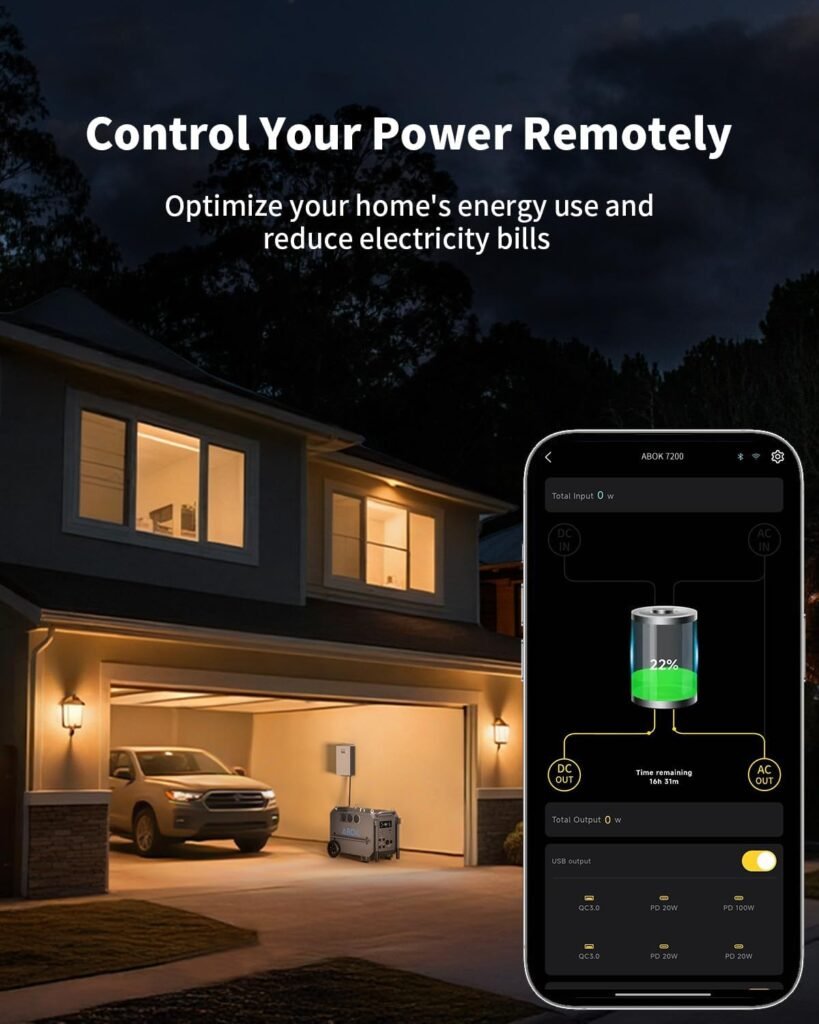 ABOK Ark7200 Portable Power Station,/240V 7200W AC Output, 9792Wh LiFePO4 Home Battery, Solar Generator for Forestry Operation, Construction Site, Emergency, Power Outages (Ark7200)